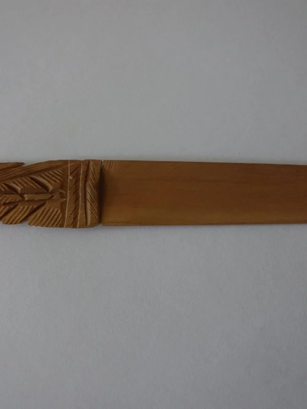 Vintage Carved Peacock Handle Wooden Letter Opener about 7.25
